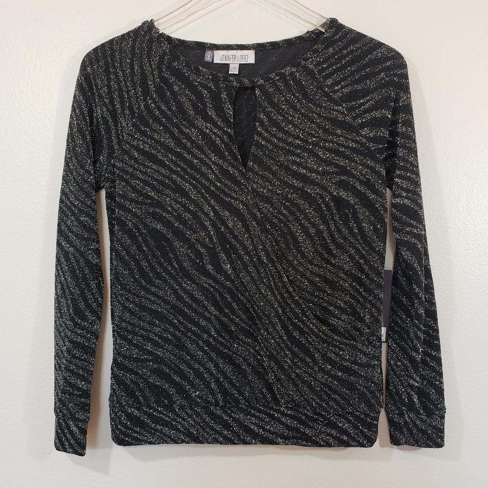 NWT Jennifer Lopez Metallic Evening Wrap Top XS